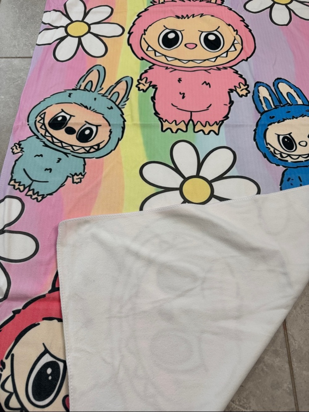 Cute Rainbow Monster Daisy Beach Towel
